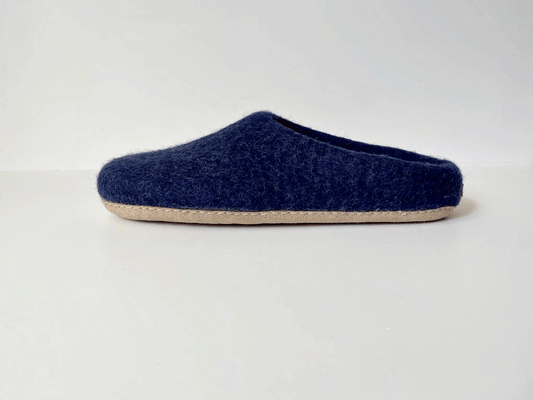 Women's Navy Wool Slippers