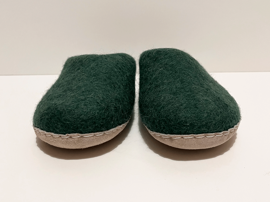 Men's Pine Green Wool Slippers