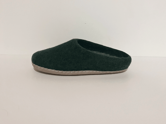 Women's Pine Green Wool Slippers