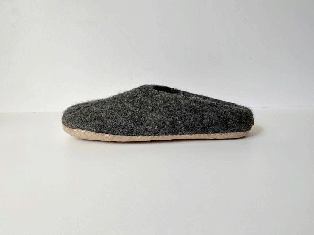 Men's Charcoal Wool Slippers