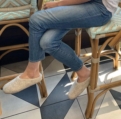 Women's Grey Wool Slippers