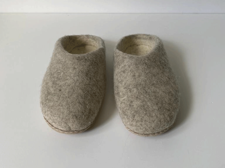 Men's Grey Wool Slippers