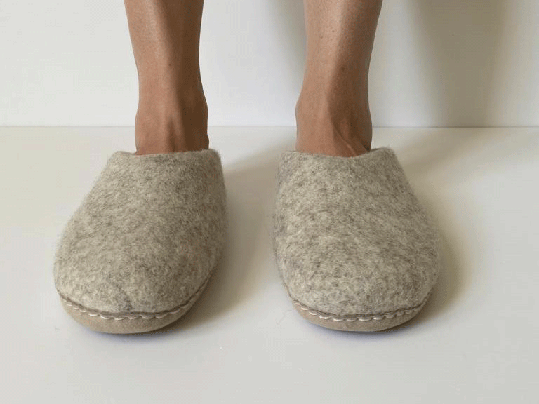 Women's Grey Wool Slippers