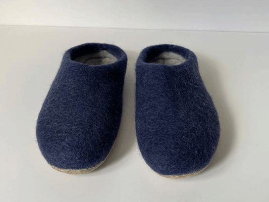 Men's Navy Wool Slippers